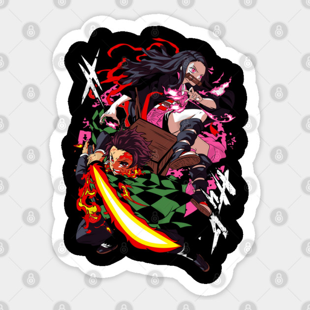 Tanjiro And Nezuko - Demon Slayer Sticker by Otaku Vibes