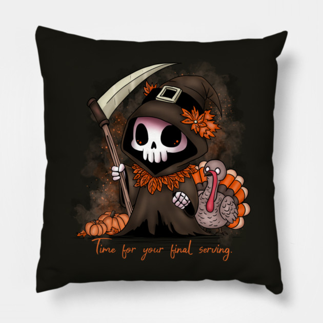 Thanksgiving Grim Reaper Pillow by H. R. Sinclair