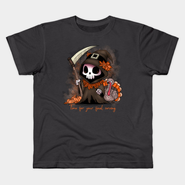 Thanksgiving Grim Reaper Kids T-Shirt by H. R. Sinclair
