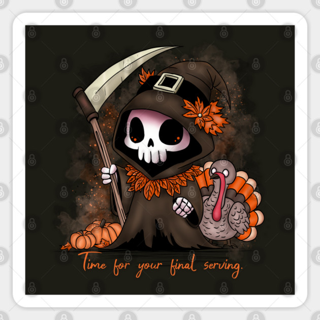 Thanksgiving Grim Reaper Sticker by H. R. Sinclair