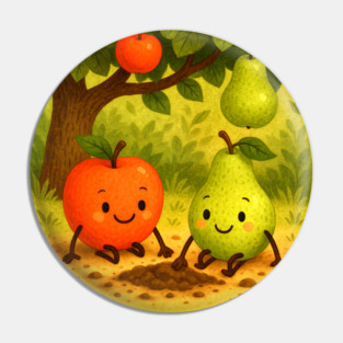 Apple and Pear Playtime Under the Tree Pin