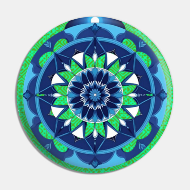 Sacred Flowers, Woven Stories – Green Hmong Tribal Pattern Pin by Pimcolle