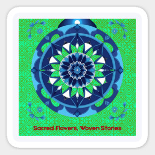 Sacred Flowers, Woven Stories – Green Hmong Tribal Pattern Sticker