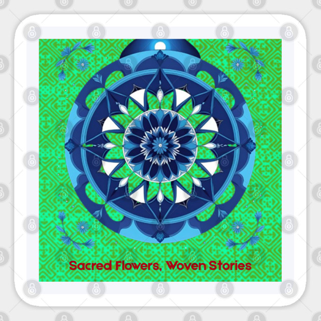 Sacred Flowers, Woven Stories – Green Hmong Tribal Pattern Sticker by Pimcolle