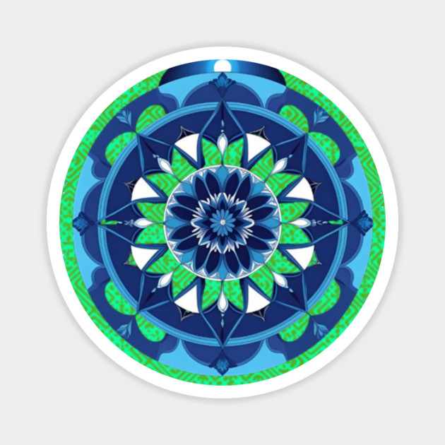 Sacred Flowers, Woven Stories – Green Hmong Tribal Pattern Magnet by Pimcolle