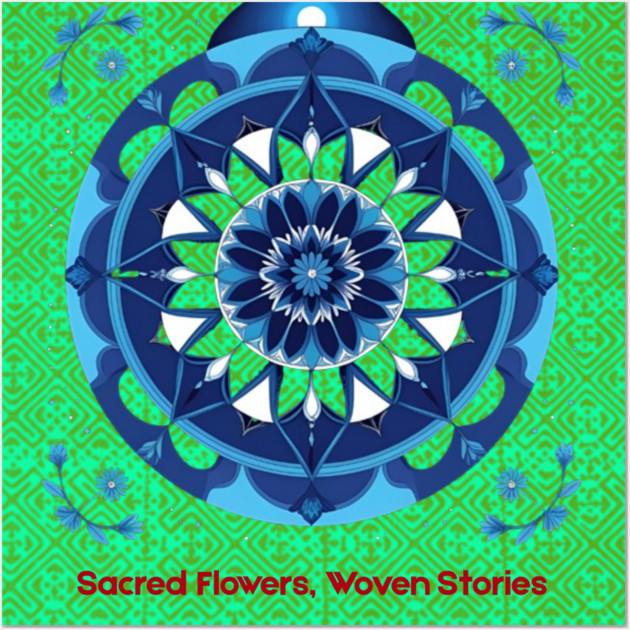 Sacred Flowers, Woven Stories – Green Hmong Tribal Pattern Wall Art by Pimcolle