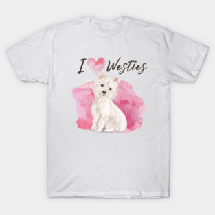 I Love Westies West Highland Terrier Pink Design T-Shirt