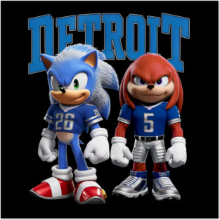 Detroit Lions Sonic And Knuckles T Shirt - KT #156 Posters and Art