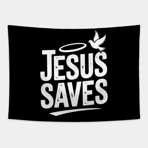 Jesus Saves Tapestry by Frank Ring