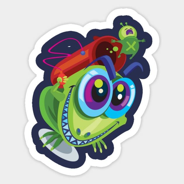 Funny Lizard Blasting Alien Sticker by Kevin's Store 2