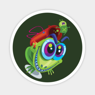 Funny Lizard Blasting Alien Magnet