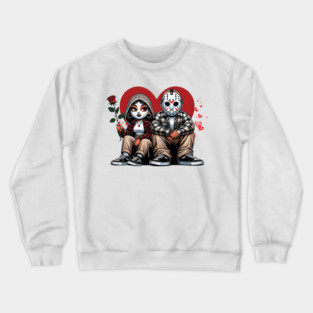 Chicano Valentine Chola Couple, Horror Couple Chicana Valentine, Horror Spanish Valentine, Valentines Old School Cholo Crewneck Sweatshirt