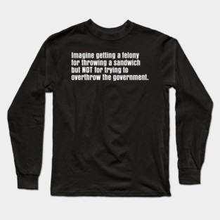 Political Satire Quote About Felony Sandwich Joke And Government Hypocrisy Long Sleeve T-Shirt