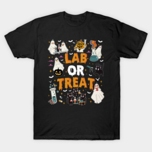 Lab or Treat Science Teacher Student Ghost Halloween Spooky T-Shirt