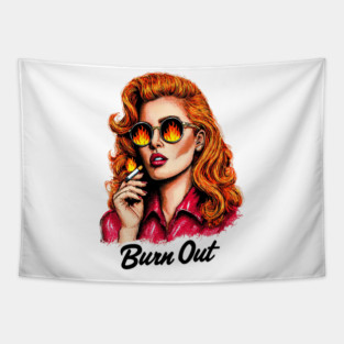 Fiery Woman Portrait Tapestry