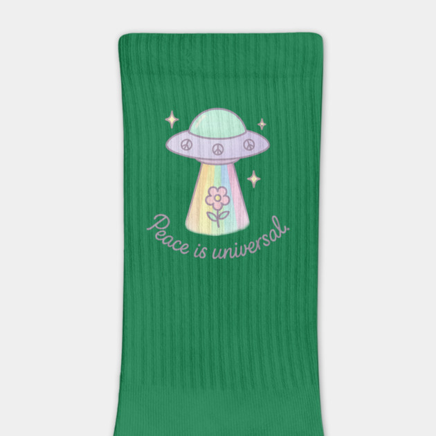 Peace is Universal Rainbow UFO Cosmic Aesthetic Quote by Anne Lee