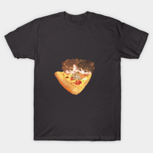 Pizza Party Chibi Anime Boys Couple Sweet Treat T-Shirt