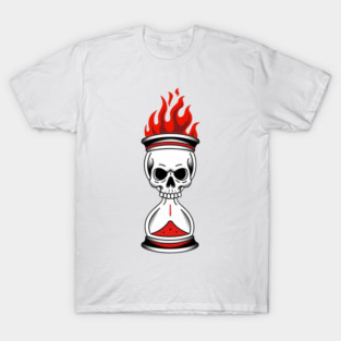 Burning Skull Hourglass Time T-Shirt