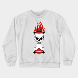 Burning Skull Hourglass Time Crewneck Sweatshirt