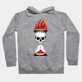 Burning Skull Hourglass Time Hoodie