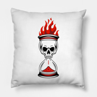 Burning Skull Hourglass Time Pillow