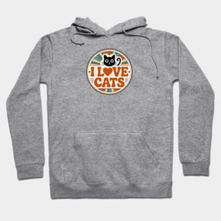 Retro I Love Cats Hoodie