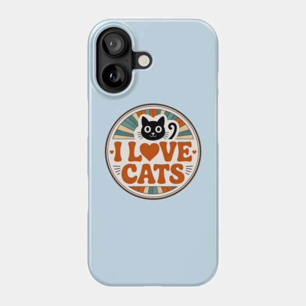 Retro I Love Cats Phone Case by Pete the Cat Guy