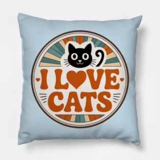 Retro I Love Cats Pillow