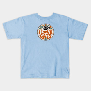 Retro I Love Cats Kids T-Shirt