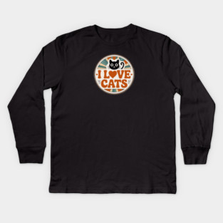 Retro I Love Cats Kids Long Sleeve T-Shirt
