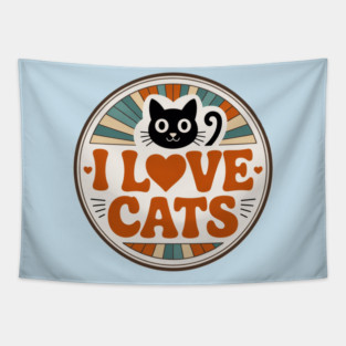 Retro I Love Cats Tapestry