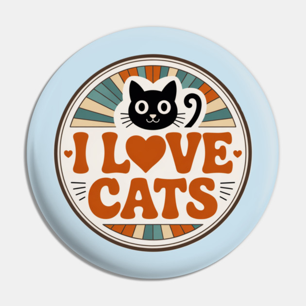Retro I Love Cats Pin by Pete the Cat Guy