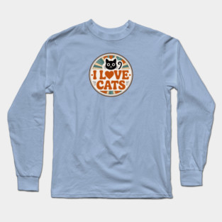 Retro I Love Cats Long Sleeve T-Shirt