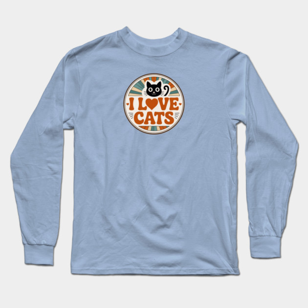Retro I Love Cats Long Sleeve T-Shirt by Pete the Cat Guy