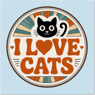 Retro I Love Cats Posters and Art