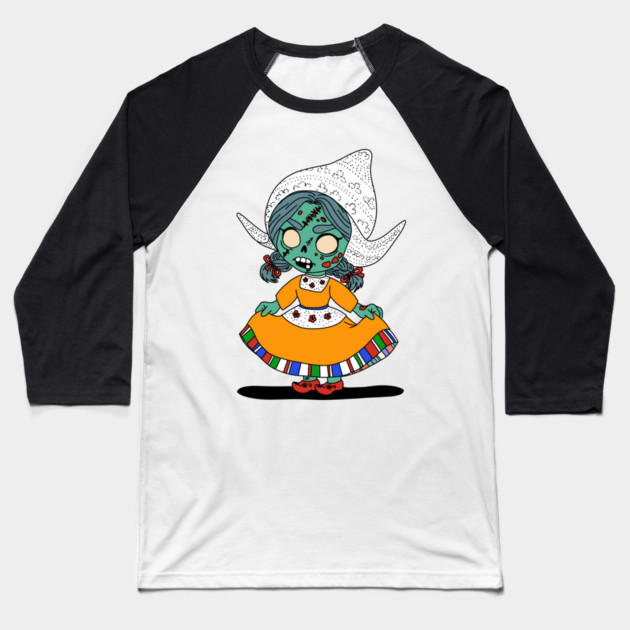 Cute Dutch Zombie Girl Baseball T-Shirt by H. R. Sinclair