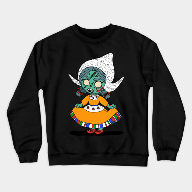 Cute Dutch Zombie Girl Crewneck Sweatshirt by H. R. Sinclair