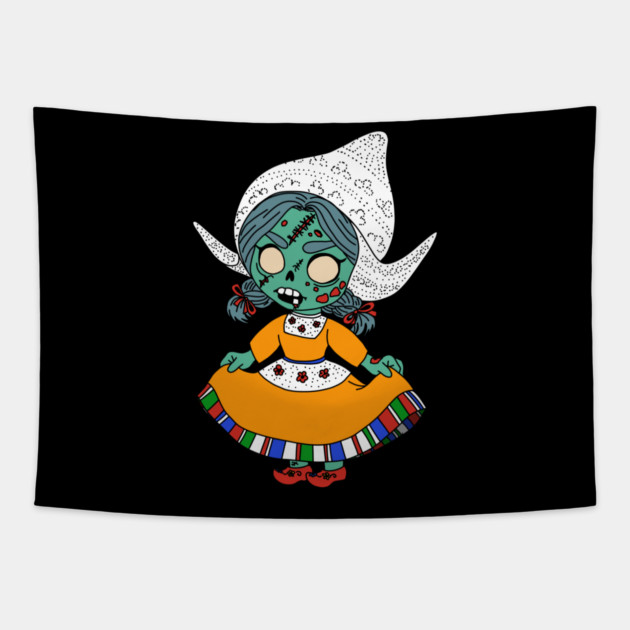 Cute Dutch Zombie Girl Tapestry by H. R. Sinclair