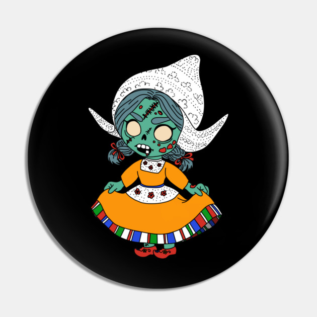 Cute Dutch Zombie Girl Pin by H. R. Sinclair