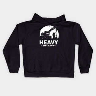 HEAVY EQUIPMENT mechanic sihouette 7 Kids Hoodie