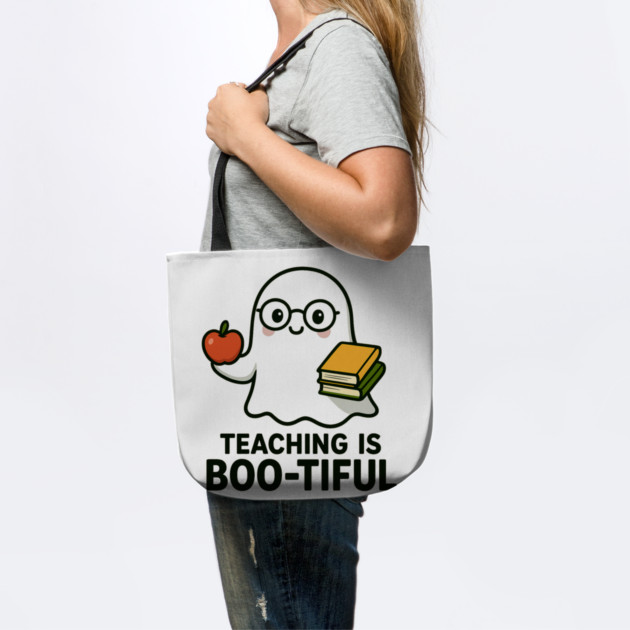 Teaching Is Boo-tiful | Cute Halloween Teacher Ghost T-Shirt by Demian Stipatio