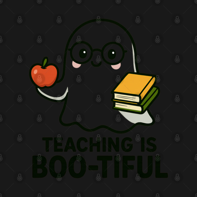 Teaching Is Boo-tiful | Cute Halloween Teacher Ghost T-Shirt by Demian Stipatio