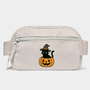 Black Cat Pumpkin Witch | Cute Minimalist Halloween T-Shirt Bag