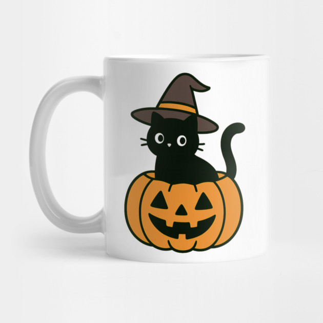 Black Cat Pumpkin Witch | Cute Minimalist Halloween T-Shirt by Demian Stipatio