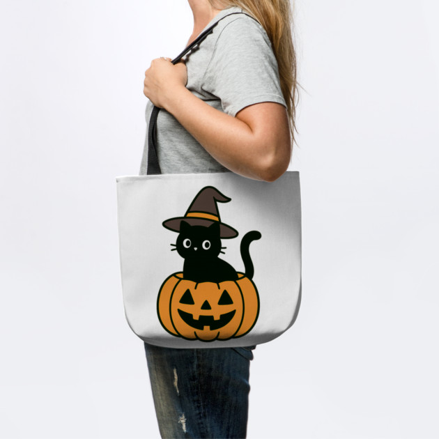 Black Cat Pumpkin Witch | Cute Minimalist Halloween T-Shirt by Demian Stipatio