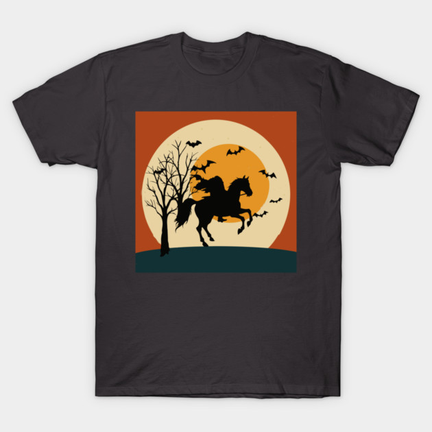 Headless Horseman Halloween Night – Spooky Vintage Silhouette Art T-Shirt by DonWillisJrArt