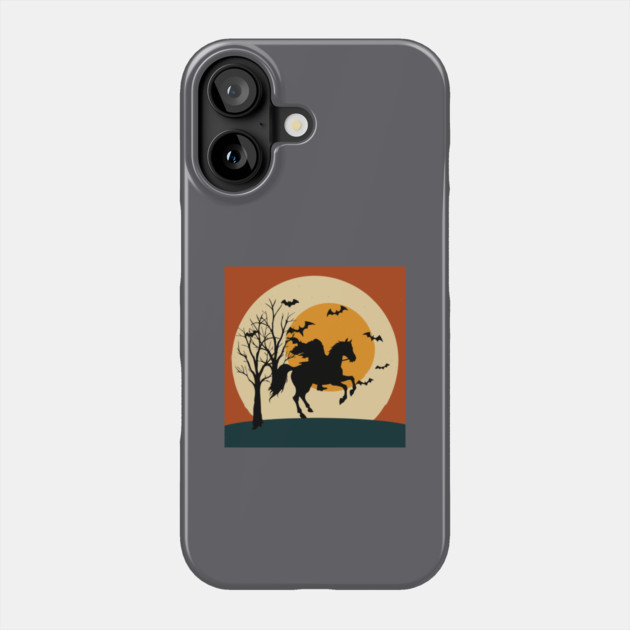 Headless Horseman Halloween Night – Spooky Vintage Silhouette Art Phone Case by DonWillisJrArt