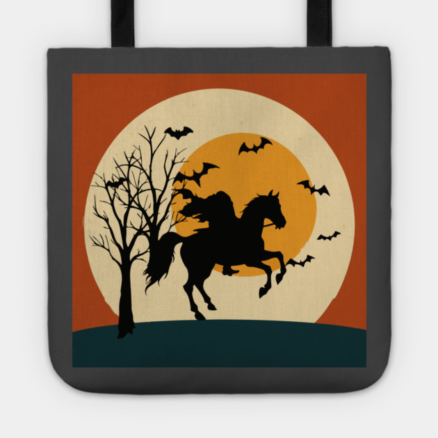 Headless Horseman Halloween Night – Spooky Vintage Silhouette Art Tote by DonWillisJrArt