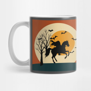 Headless Horseman Halloween Night – Spooky Vintage Silhouette Art Mug