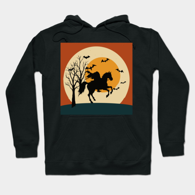 Headless Horseman Halloween Night – Spooky Vintage Silhouette Art Hoodie by DonWillisJrArt